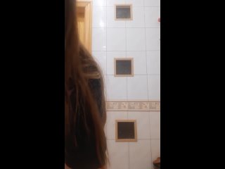 in the bathroom he jerks off his wet pussy